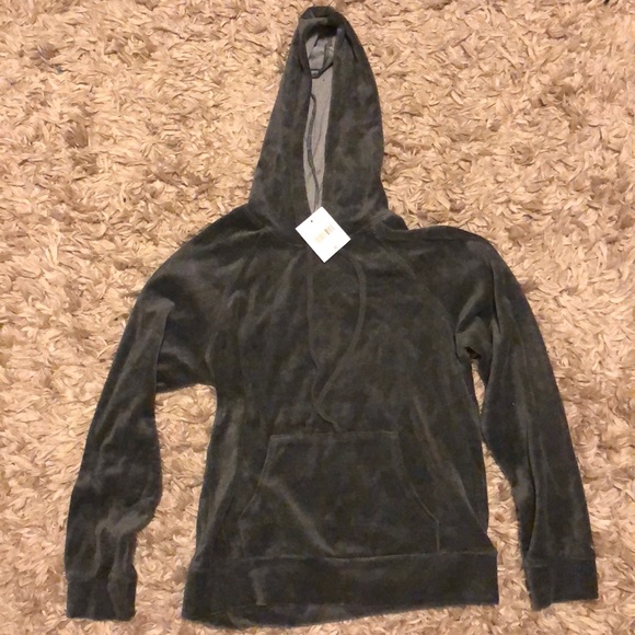 Gray velour hoodie - Picture 1 of 2